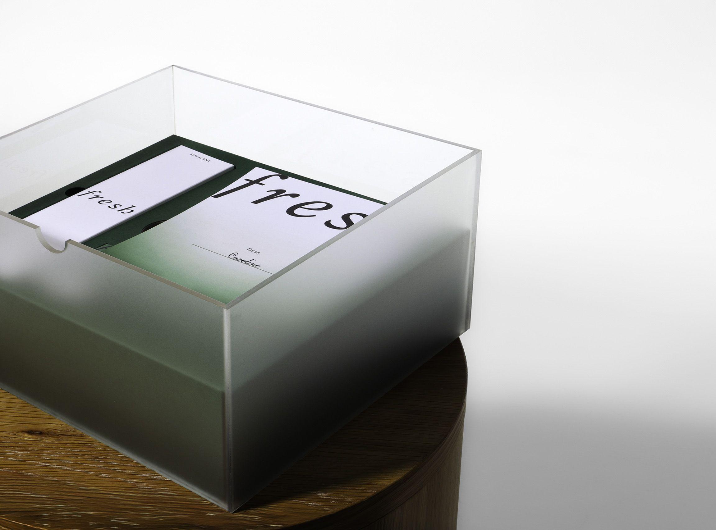 Fresh Beauty Soy Cleanser PR Mailer frosted gradient box with product fitments