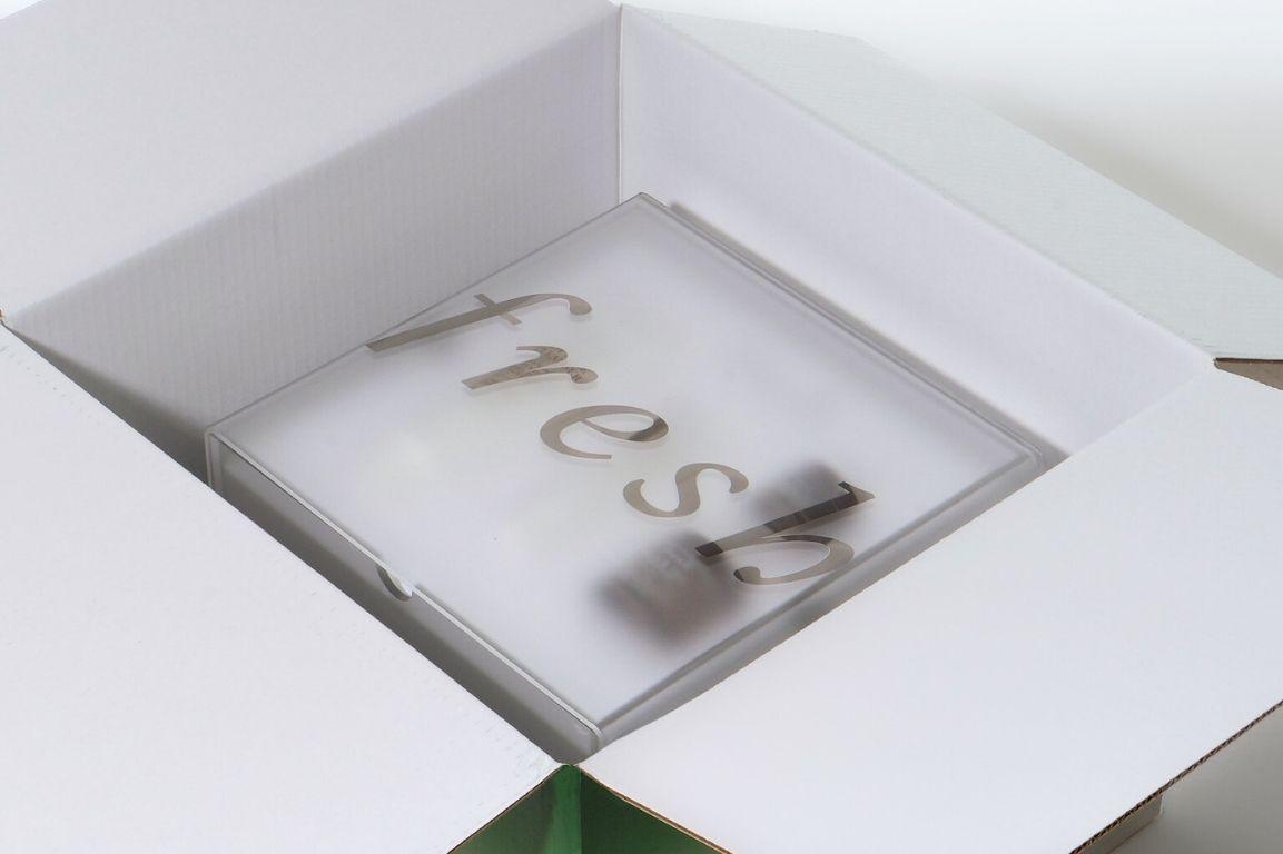 Fresh Beauty Soy Cleanser PR Mailer frosted gradient box with product fitments