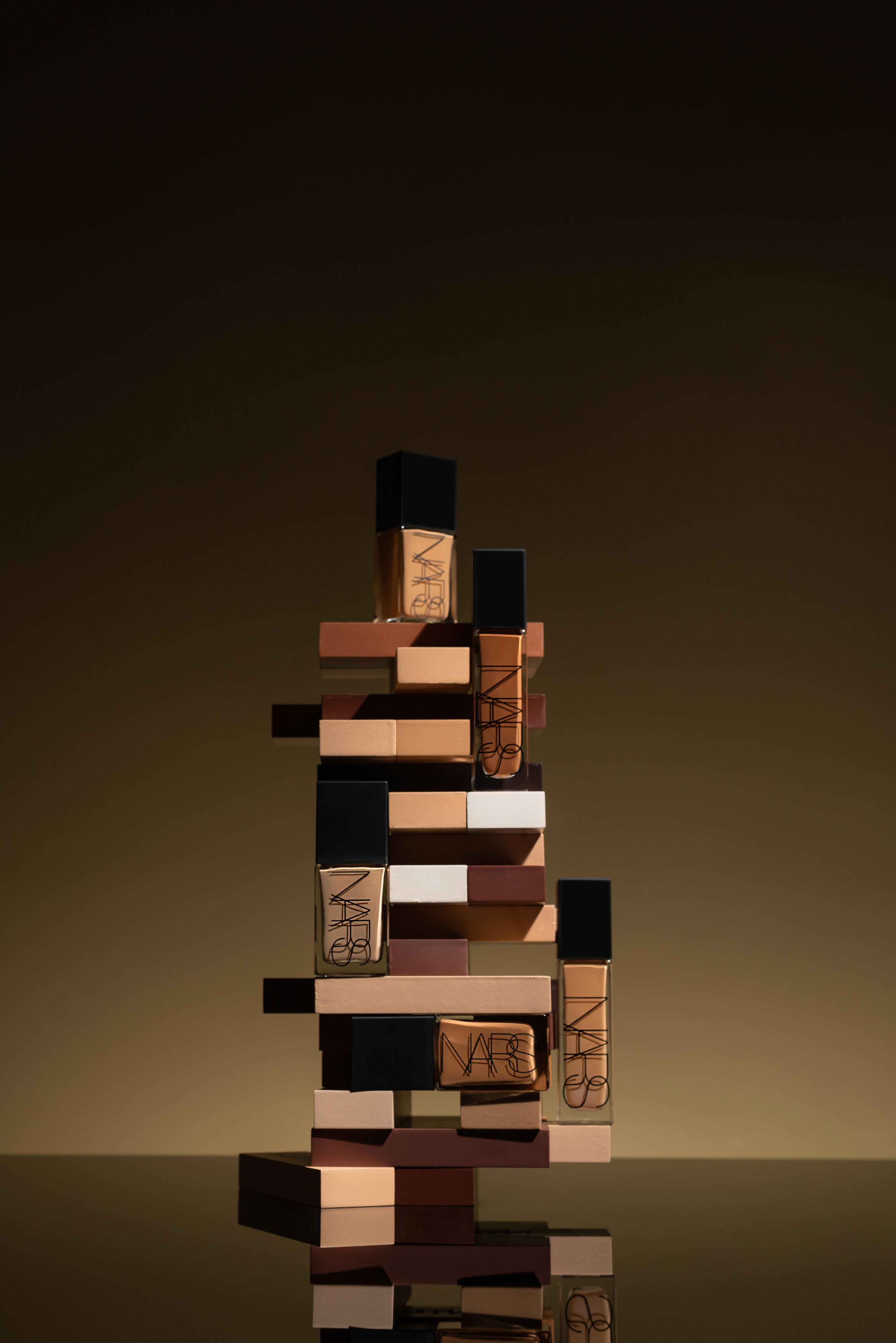 NARS complexion products, Light Reflecting Foundation and Natural Radiant Longwear, as jenga games for PR gifting
